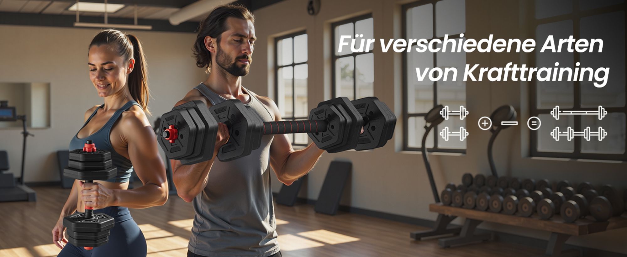 SONGMICS Hantelset, Hanteln mit Verbindungsstange, Hexagon, Kurzhantelset, 10-40 kg, für Workout, Fitnesstraining, Gewichtheben