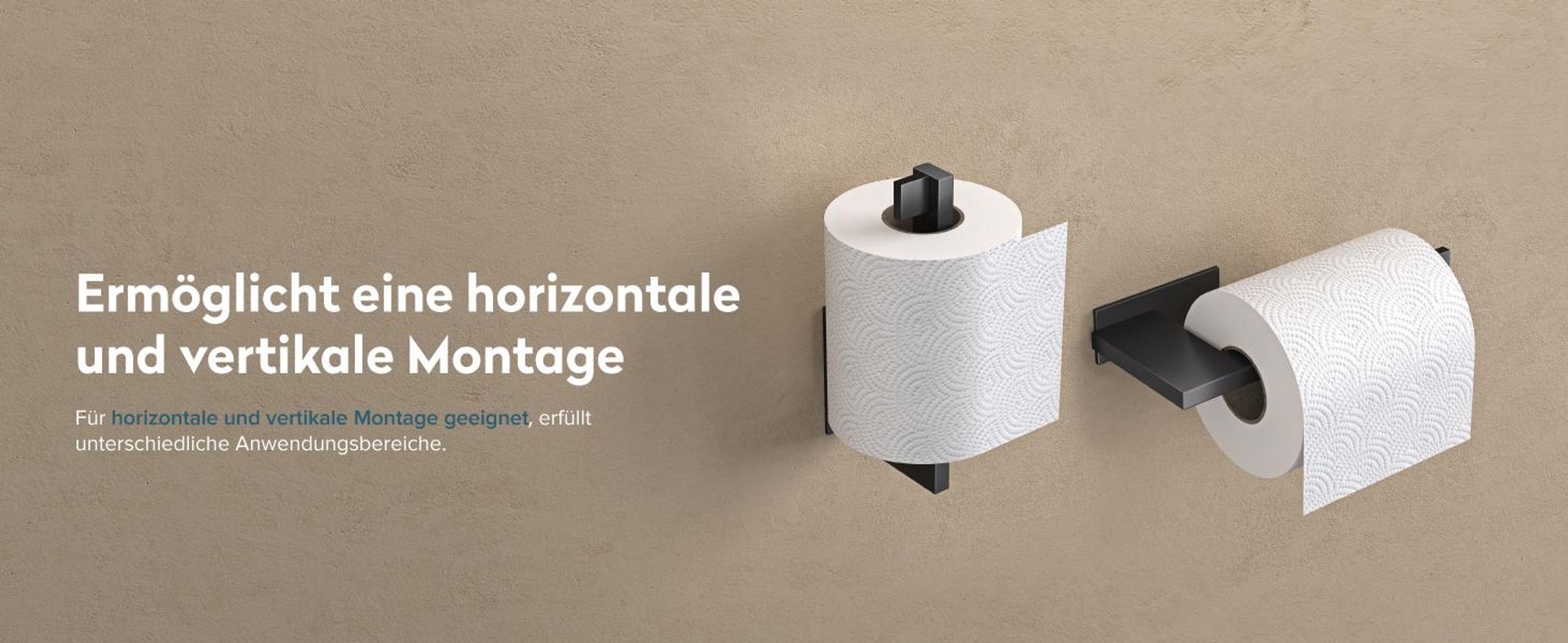 doporro Toilettenpapierhalter selbstklebend, Klopapierhalter aus Edelstahl ohne Bohren, Klorollenhalter für Badezimmer, Matt schwarz/Nickel gebürstet Lino-03