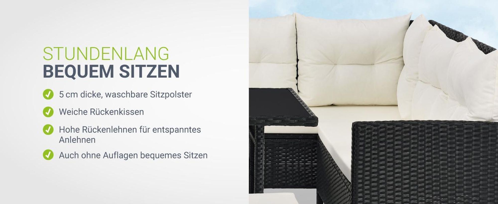 Juskys Polyrattan Lounge Manacor in Schwarz und Creme
