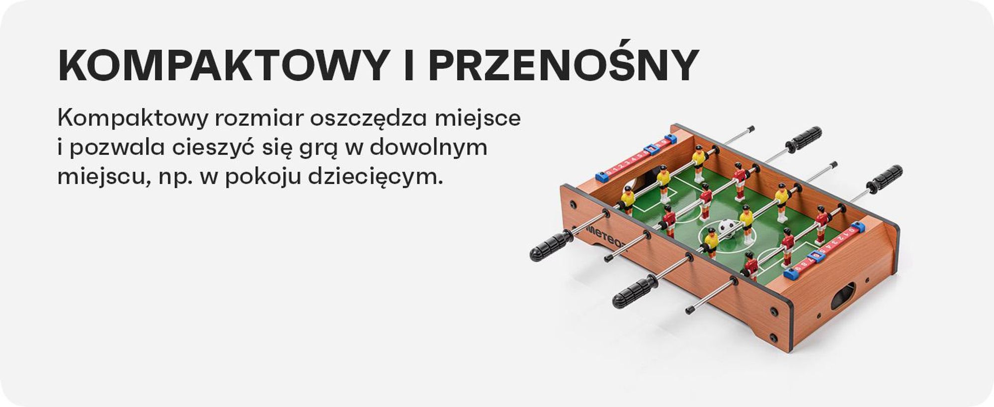 Stół do piłkarzyków Meteor Derby, mini piłkarzyki 51x31x9 cm