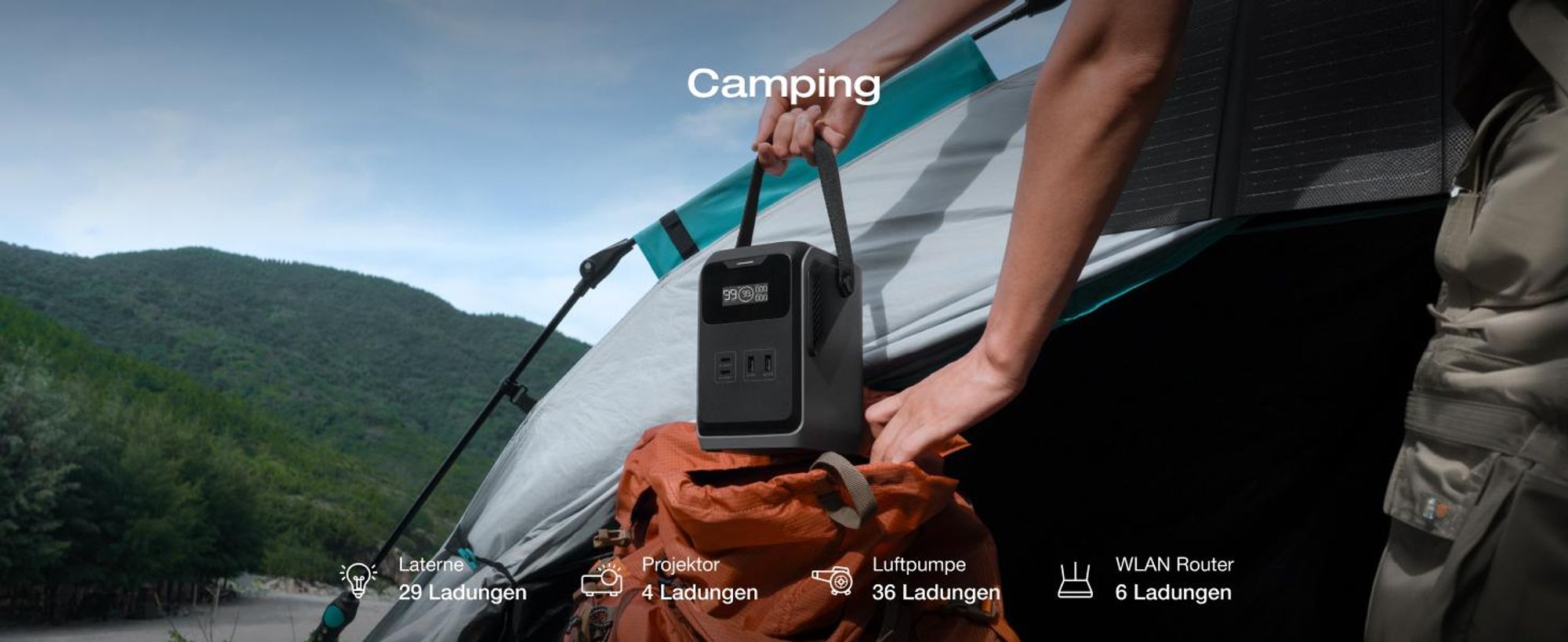 ECOFLOW TRAIL 200DC Tragbare Powerstation, 192 Wh, ultraleichte LFP-Batterie mit Griff, 220 W Solar-Generator, Schnellladung, 4 Ausgänge, stoßfest