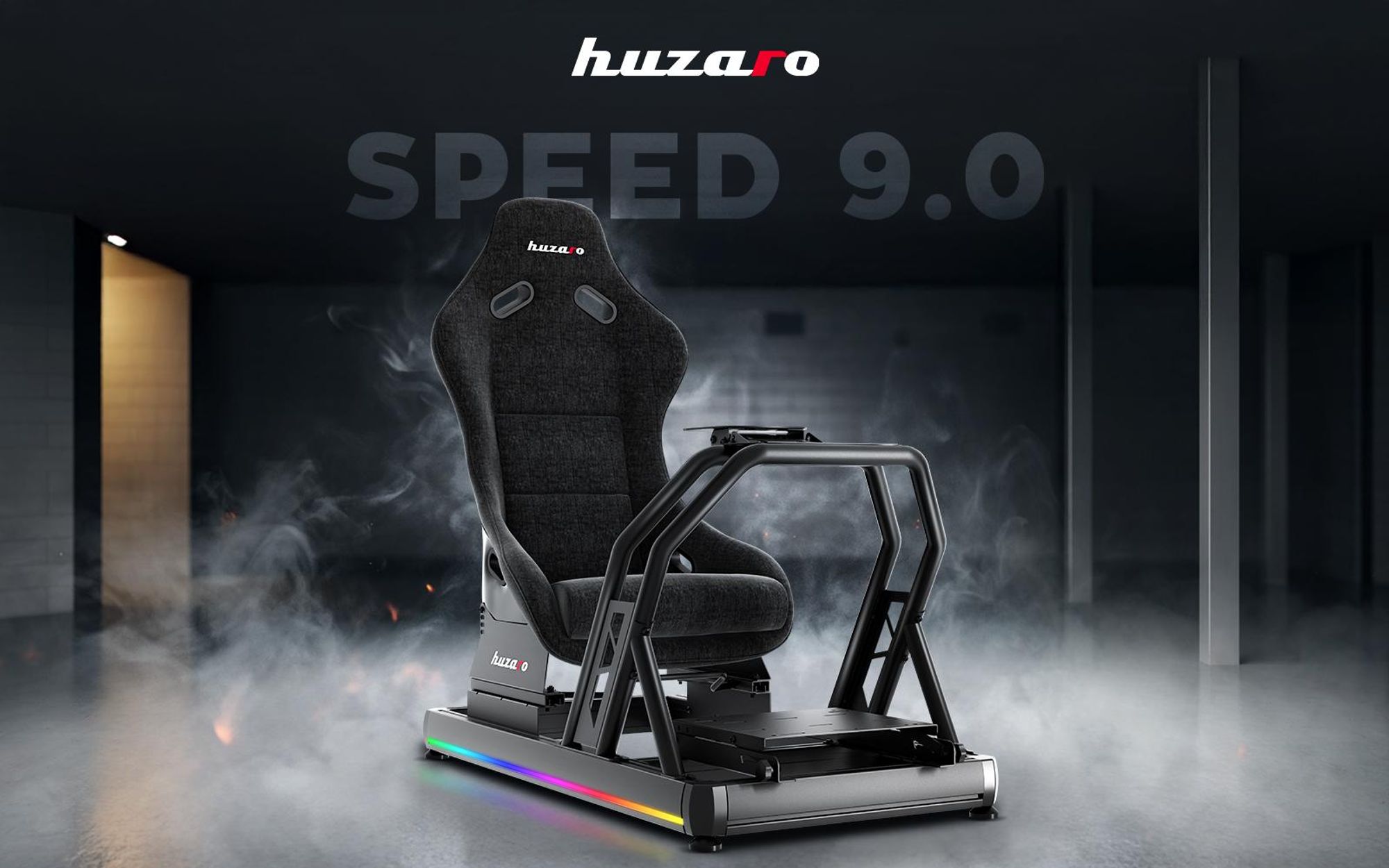 Huzaro Speed 9.0 | Racing Simulator Cockpit mit LED-Beleuchtungsfunktion F-GT | Frei verstellbar | mit allen Lenkrädern und Pedalen kompatibel 