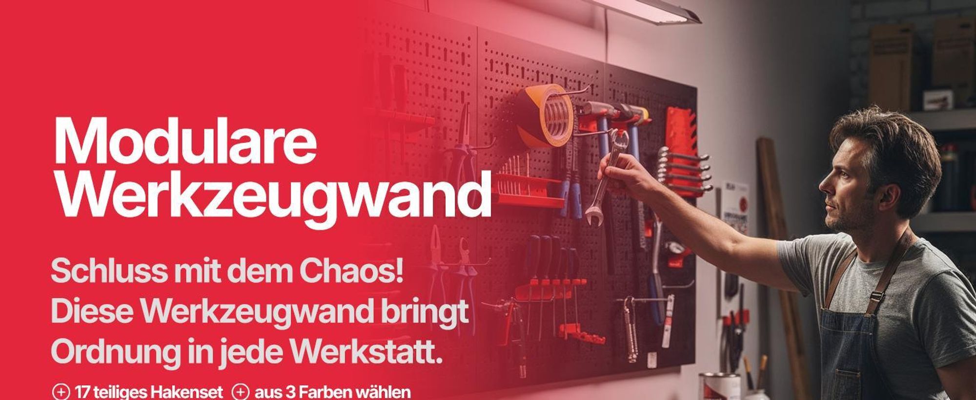 Belko® Werkzeugwand Grau 120x60 cm | Metall Pegboard mit 17-teiligem Haken & Regal | Werkstatt, Garage, Keller