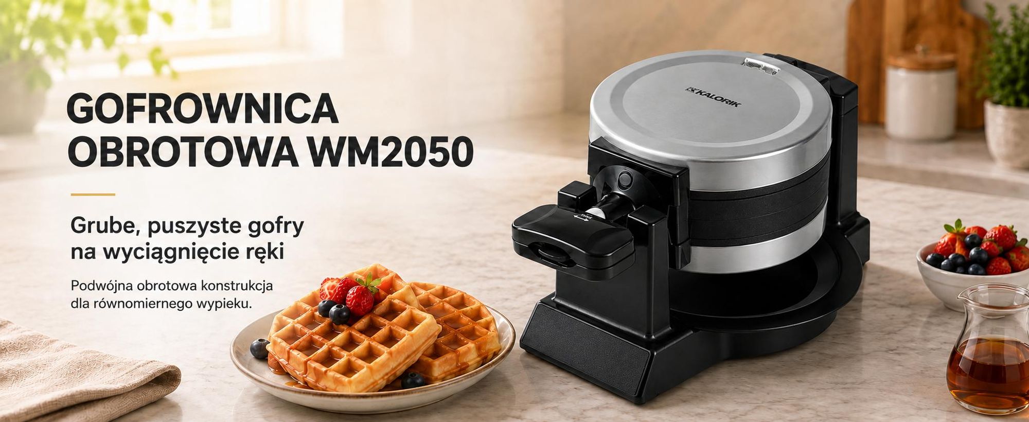 Gofrownica 1400W Obrotowa Podwójna Wm2050 2 Gofry Belgijskie 180° Mocna
