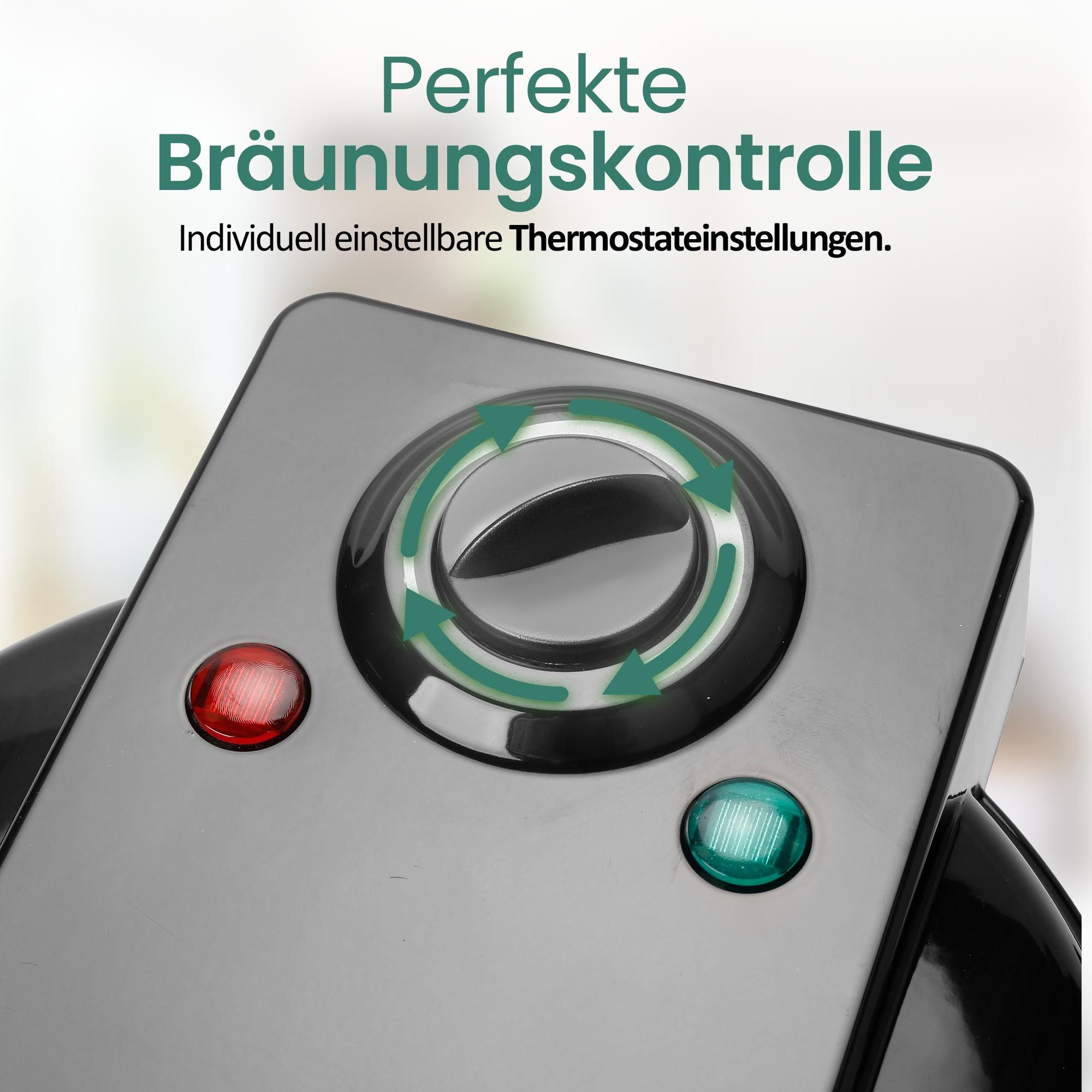 Emerio Waffeleisen – Herzform – 20 cm Durchmesser – regelbarer Thermostat – 1200 W – Antihaftbeschichtung – Kontrollleuchte – WM-131149