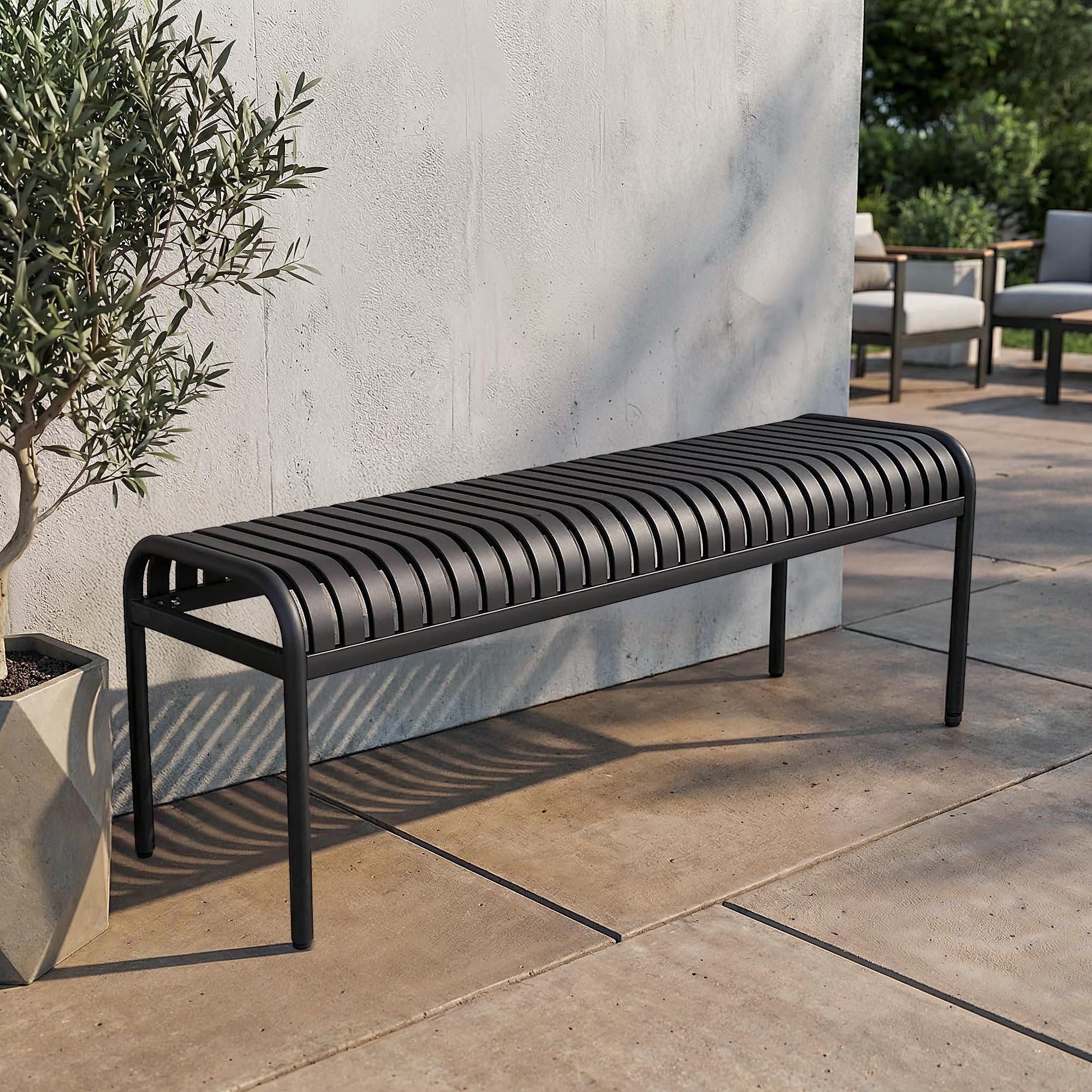 di volio Gartenbank BAISO - Metallbank für Terrasse & Garten, 130 cm, wetterfest schwarz