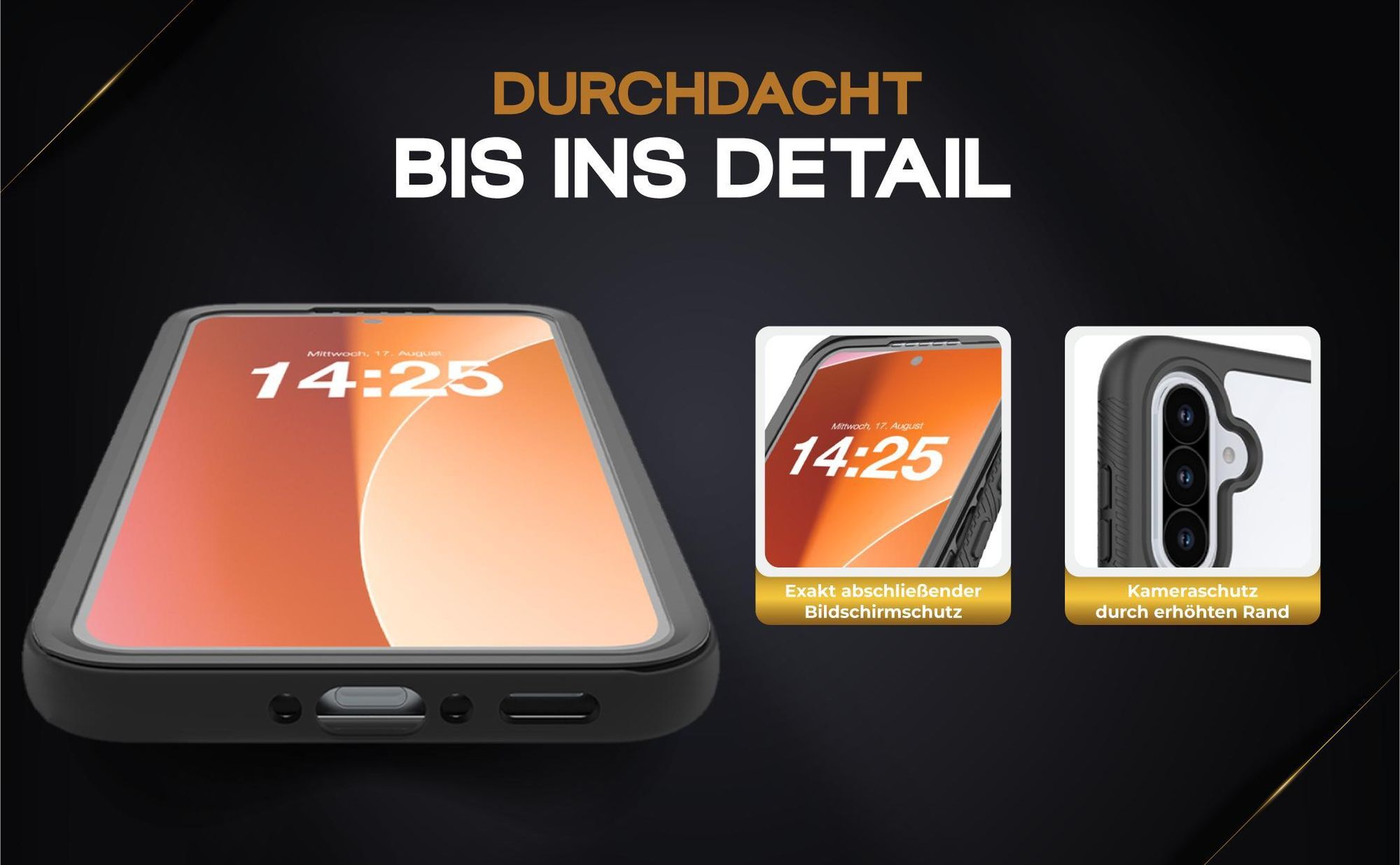 Schwarze 360 Grad Hülle für Sasmsung Galaxy A36 5G Front und Backcover