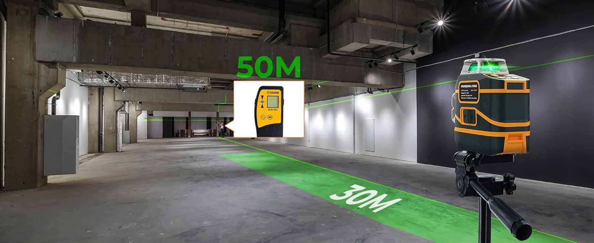CIGMAN CM-801 3D Laser-Nivelliergerät – 3x360°, grüner Laser, IP54, Fernbedienung
