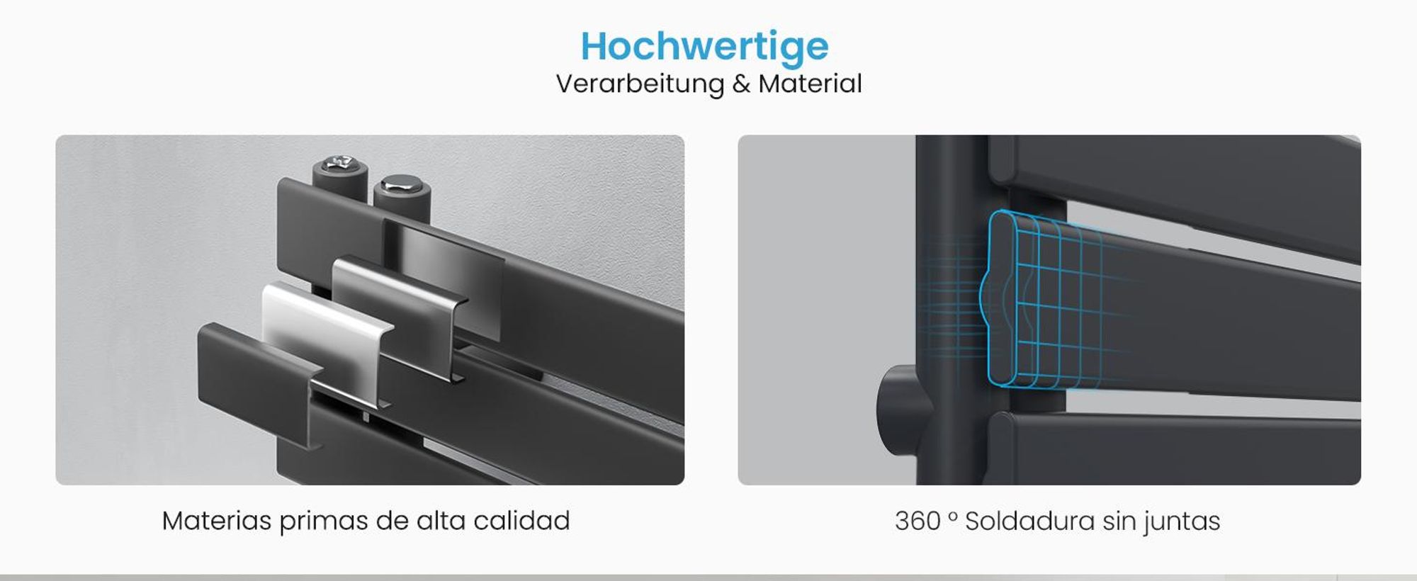 Heilmetz Badheizkörper 140x50cm 800W Anthrazit Elektrischer Heizkörper Handtuchheizkörper WLAN Thermostat & Timer Handtuchtrockner