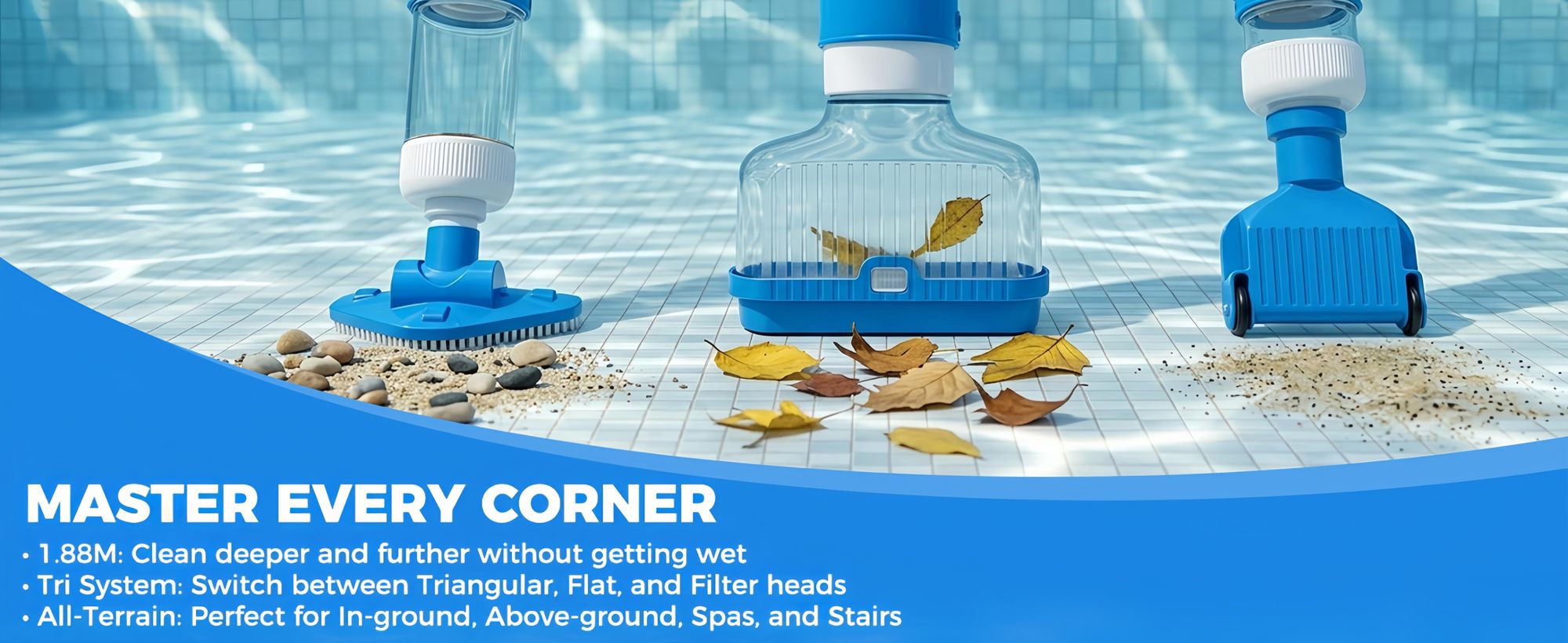 3-in-1 Kabelloser Poolstaubsauger | Wiederaufladbares Pool-Staubsauger-Set | Mit Filterelement Sonstiges Poolzubehör,0.72L Multifunktional Poolsauger