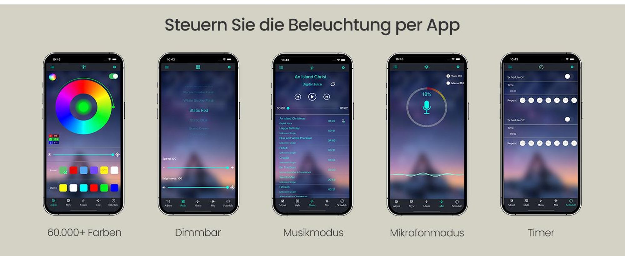 SONGMICS Nachttisch mit LED-Beleuchtung und Ladestation, 2er Set, Nachttisch mit 2 Schubladen und offenem Fach, schwarz