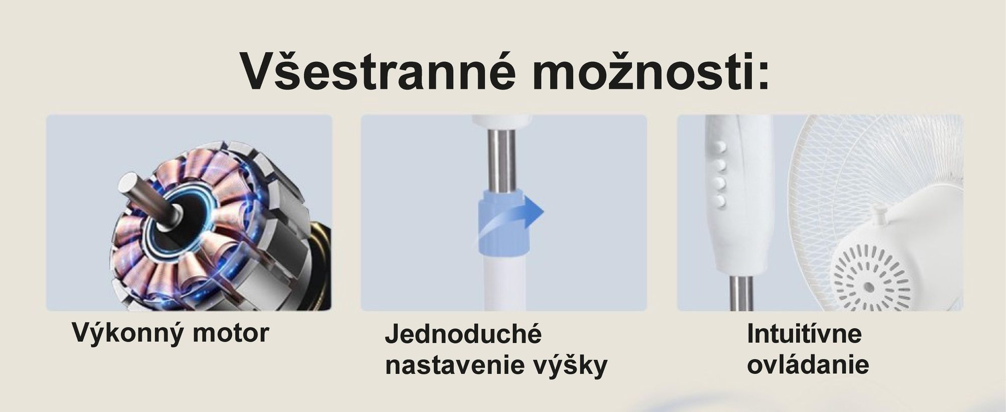 Extralink ventilátor 40 cm, 3 rýchlosti, oscilačný, biely
