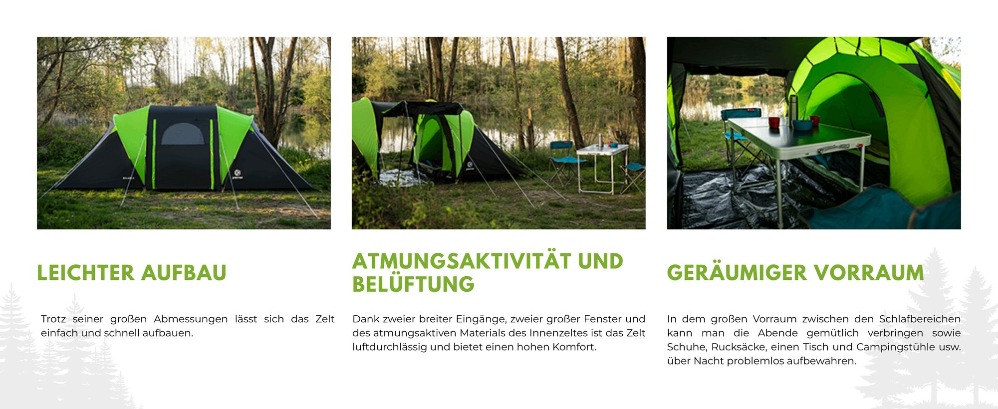 PEME Bojan 4 Personen Zelt Familienzelt Tunnelzelt - Wasserdicht 4000 mm 2 Schlafkabinen Vis-a-Vis Großes Vorzelt Festivalzelt Outdoor Campingzelt