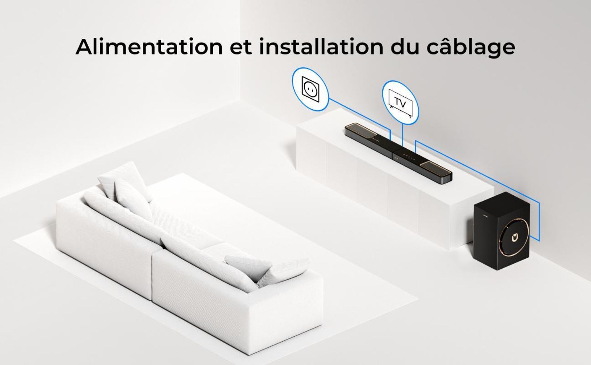 ULTIMEA Barre de son 3.1.2 canaux avec Dolby Atmos, système surround pour téléviseur avec subwoofer 6,5 pouces, Bluetooth 5.4, HDMI eARC, 360W