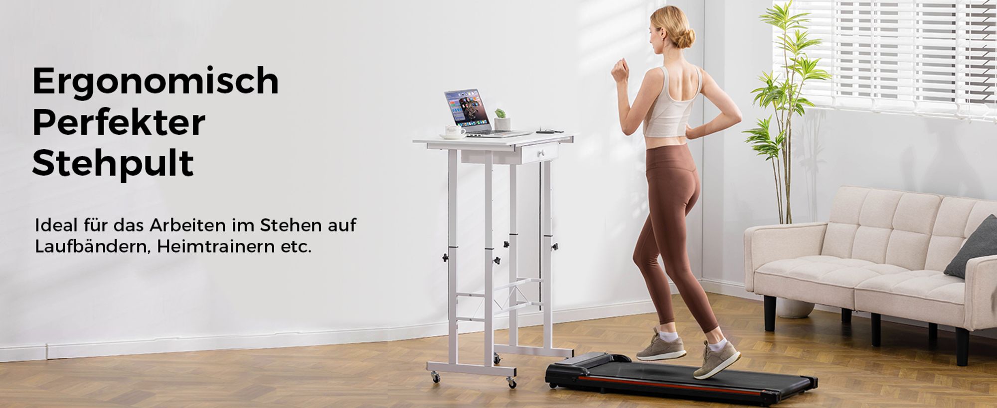 GTPLAYER Höhenverstellbarer Schreibtisch, Computertisch Laptoptisch mit Schubladen,Tisch höhenverstellbar 80 * 50*(73-115) cm Standing Desk mit Rollen
