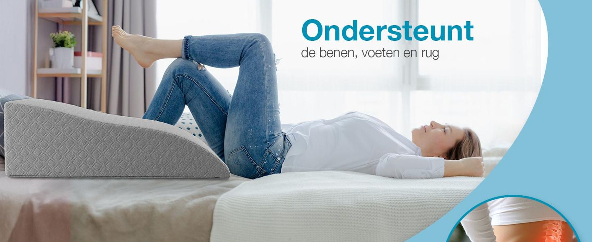 ELONEO Kniekussen, traagschuim, voor het verhogen van de benen, kussen voor ontlasting, met afneembare hoes, 65x40x20 cm, grijs