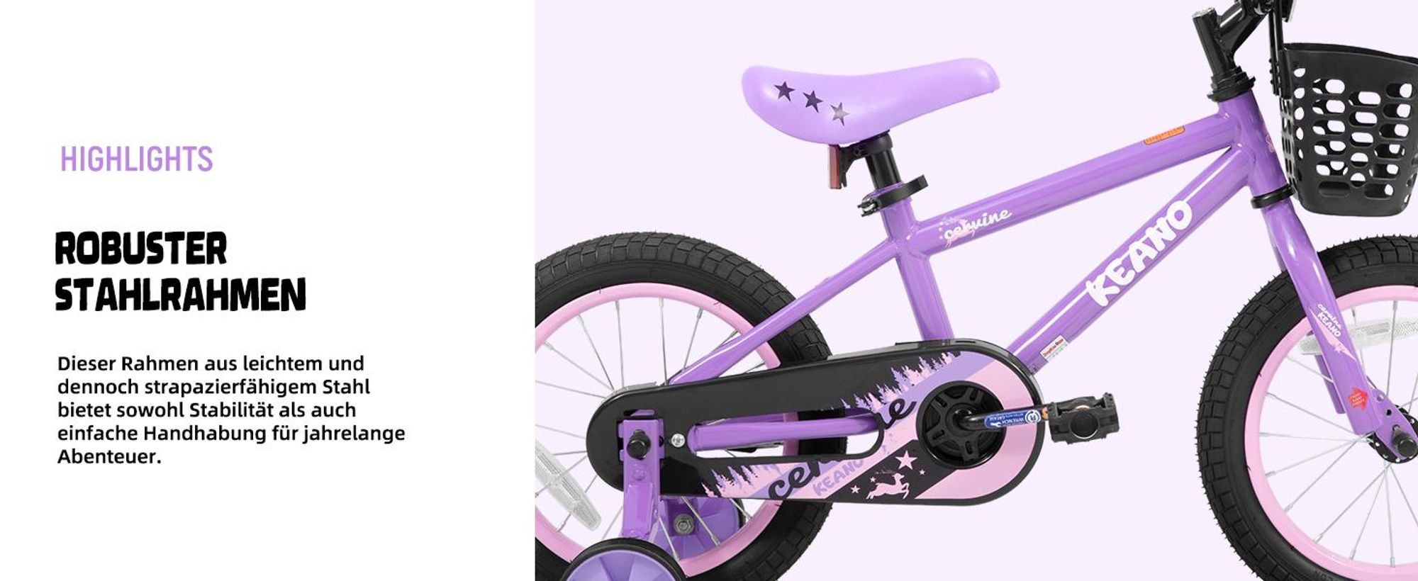 Joystar 16 Zoll-Kinderfahrrad für Jungen und Mädchen im Alter von 3 bis 8 Jahren, Kindergeschenk mit Stützrädern, Korb, geschlossenem Kettenschutz
