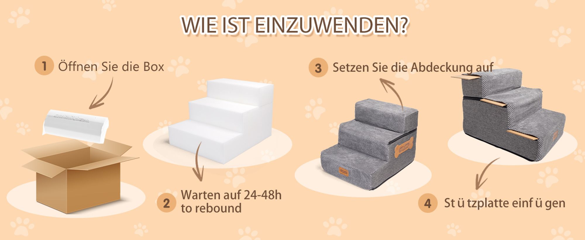Nobleza Hundetreppe 3 Schichten Haustiertreppe , Rutschfest Katzentreppe, für Kleine Hunde Welpe Katzen aus Sofa Bett