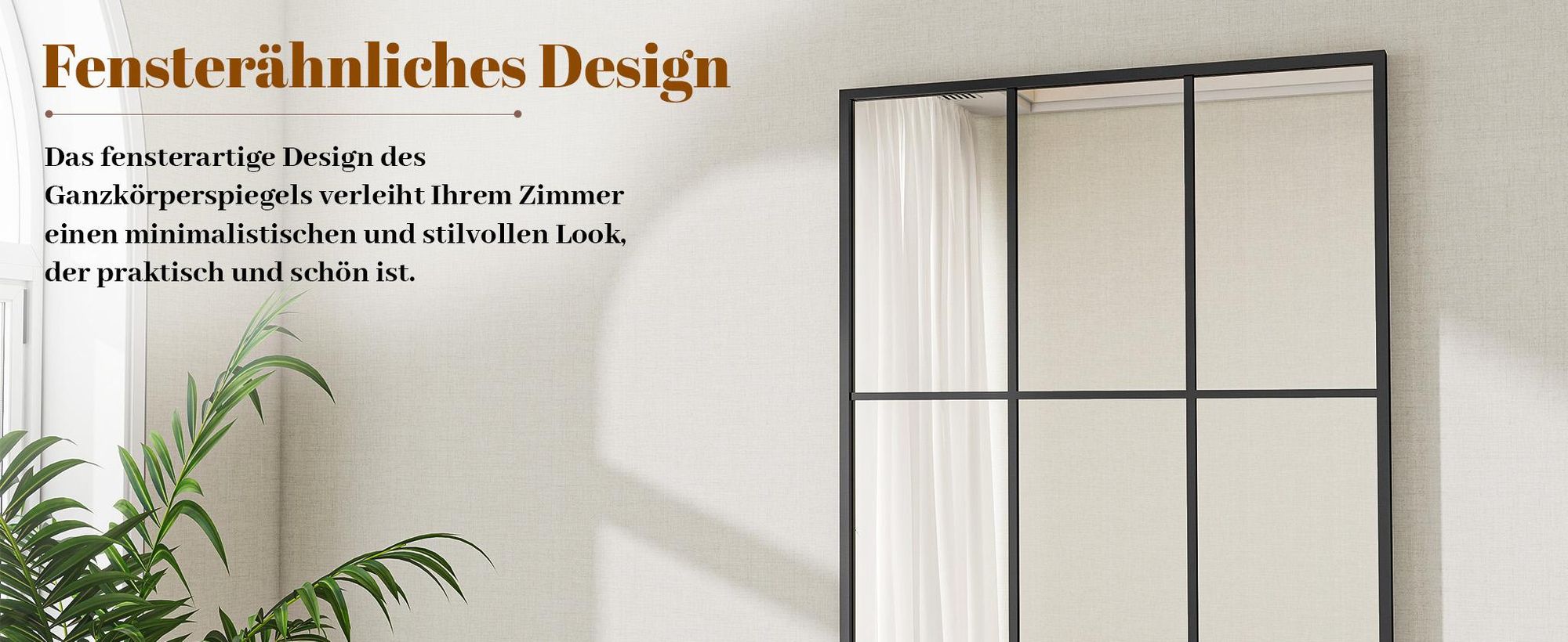Koonmi 64x175 cm Fensterscheibe Ganzkörperspiegel - Dekorative Vollkörper mit Metallrahmen hängend Schrägung für den Eingang, Wohnzimmer, Schwarz