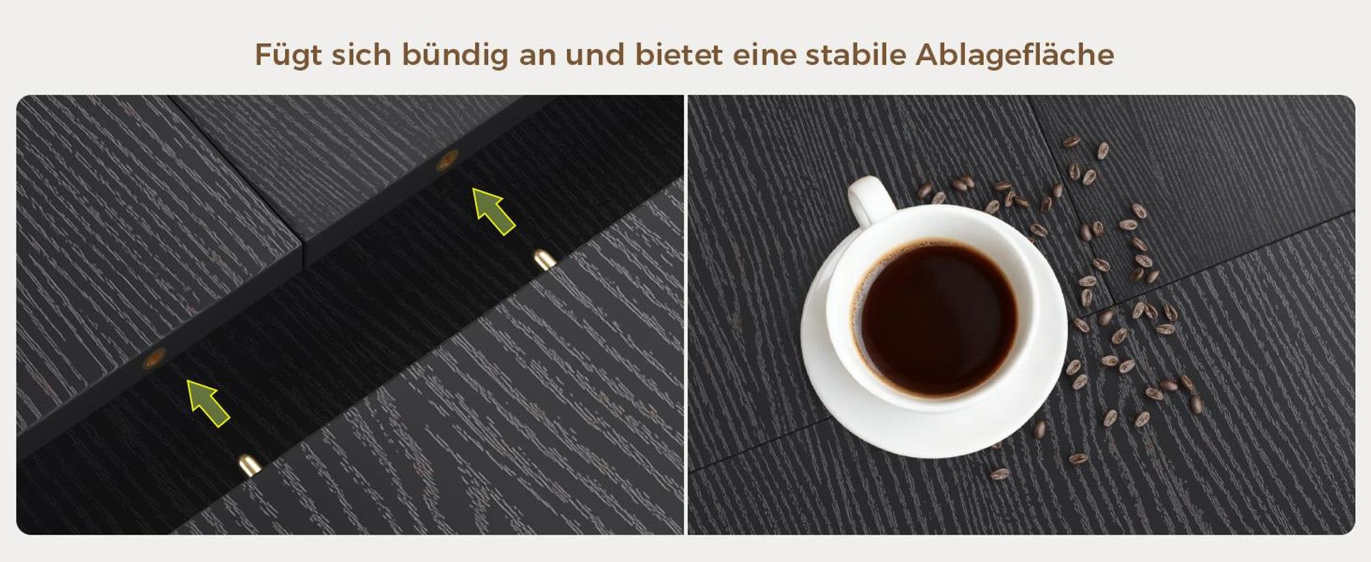 Mondeer Ausziehbarer runder Esstisch 110-150 cm oval mit massivem Holzgestell und intelligentem Auszugsystem für Küche & Wohnzimmer in Schwarz
