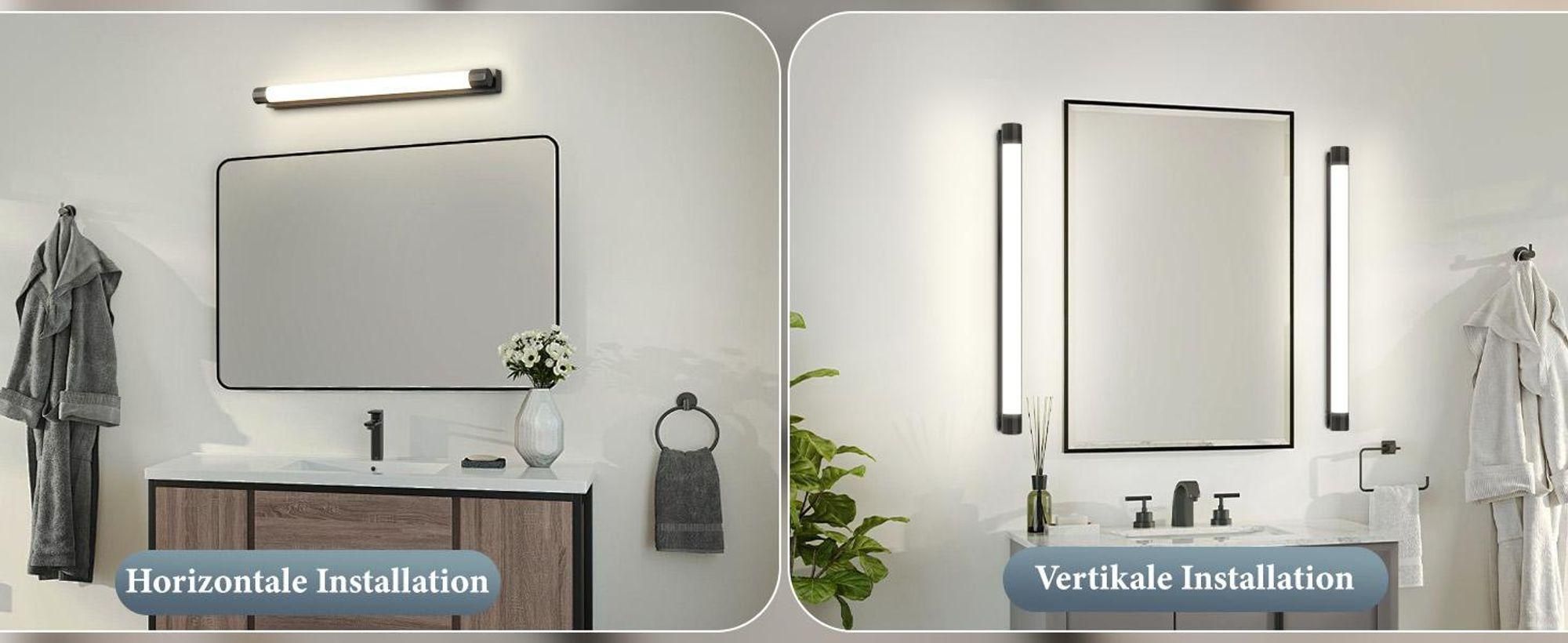 ZMH LED Spiegelleuchte Bad Spiegellampe 50CM 10W Badlampe Wand Schwarz Wandlampe Badezimmer Neutralweiß 4000K Wandleuchte Modern Badleuchte für Keller