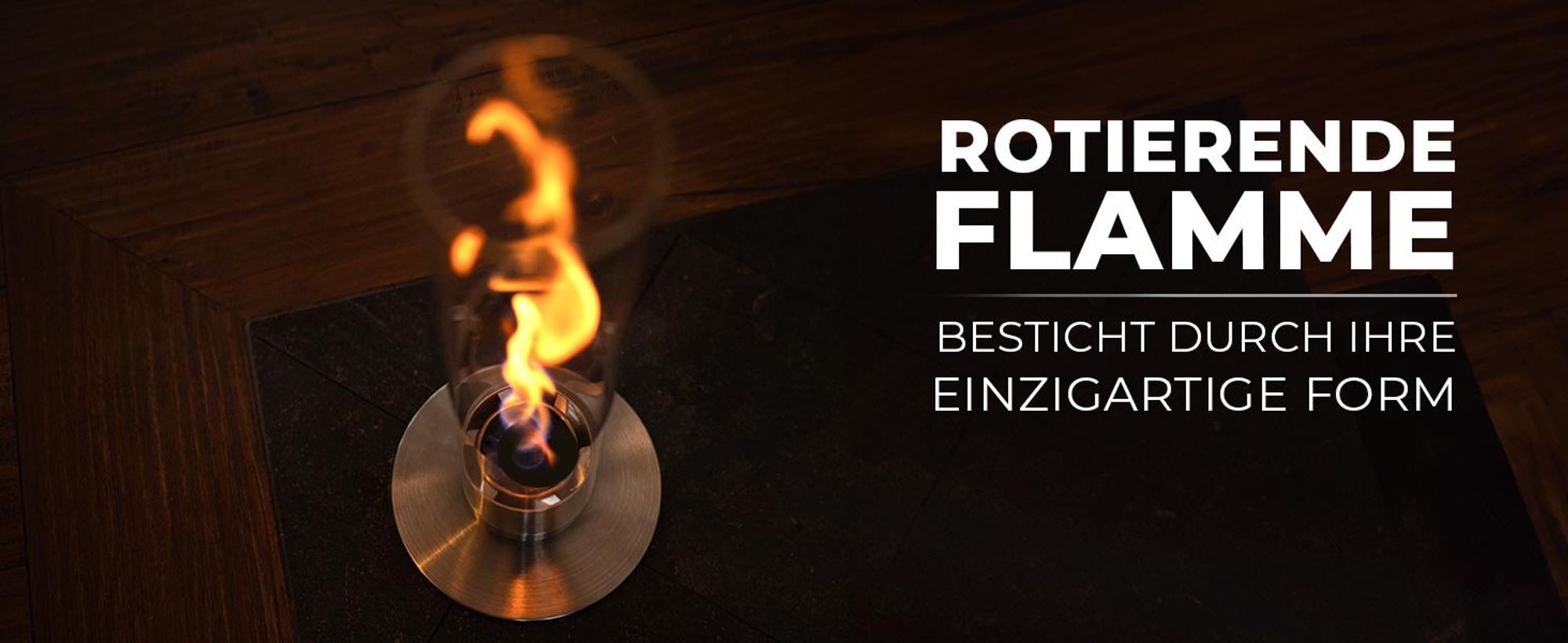 Flammtal [Das Original] Bioethanol Tischfeuer Helix 46 cm – XL Tischkamin mit Flammenwirbel – Patentiertes Design – Tischfeuer für Indoor & Outdoor