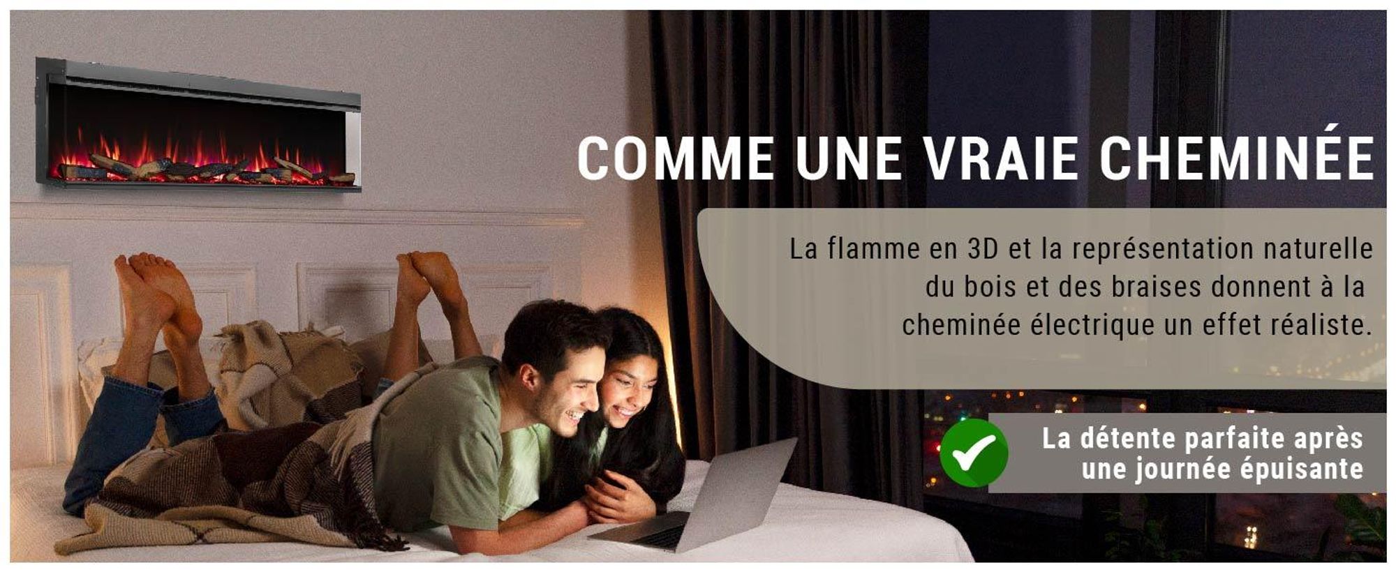 Cheminée électrique BALDERIA Athena smart 72 - Cheminée encastrable - Noir