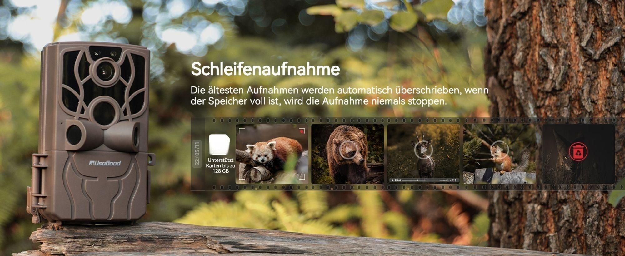 Wildkamera WLAN mit App 4K 48MP Nachtsicht Bewegungsmelder Wildtierkamera, IP66