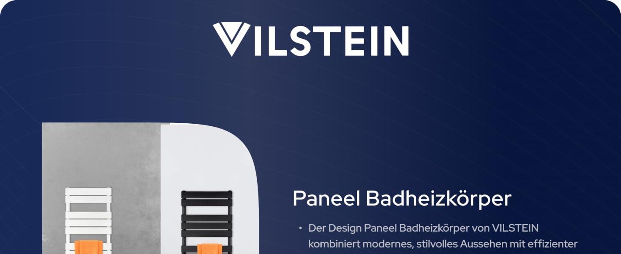 VILSTEIN Badheizkörper Mittelanschluss, Seitenanschluss, Paneel-Heizkörper, Schwarz, 800 x 450 mm