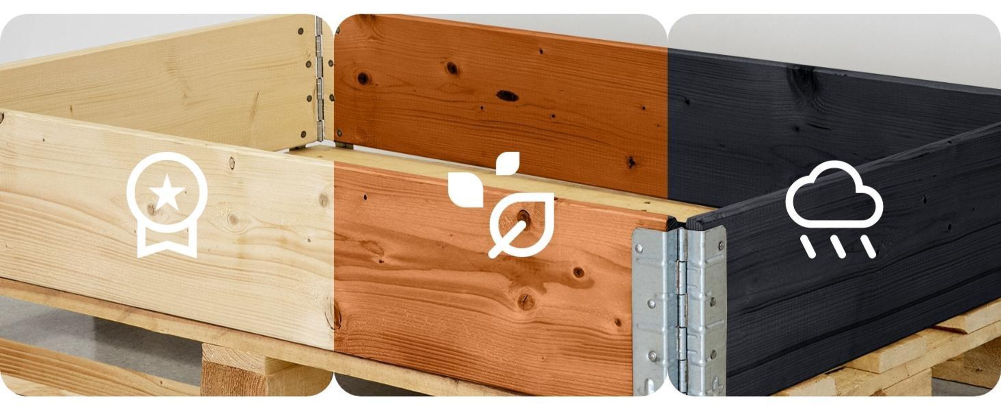 Garronda 3 Stück Holzaufsatzrahmen für Palette Aufbewahrungskiste aus Holz Palettenaufsatzrahmen Holzkiste Natural
