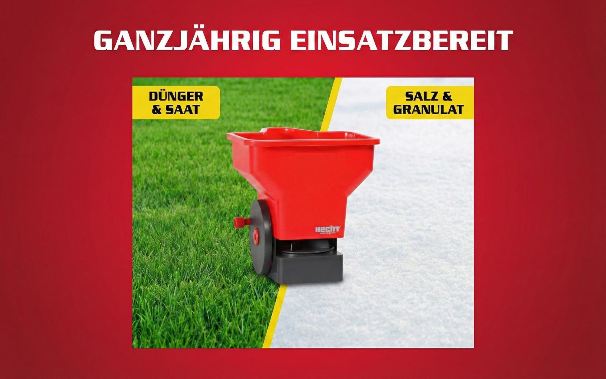 HECHT 33 Handstreuer Düngerstreuer | 3 Liter | Streubreite: 1,8 - 3,6 m | 3-Stufig