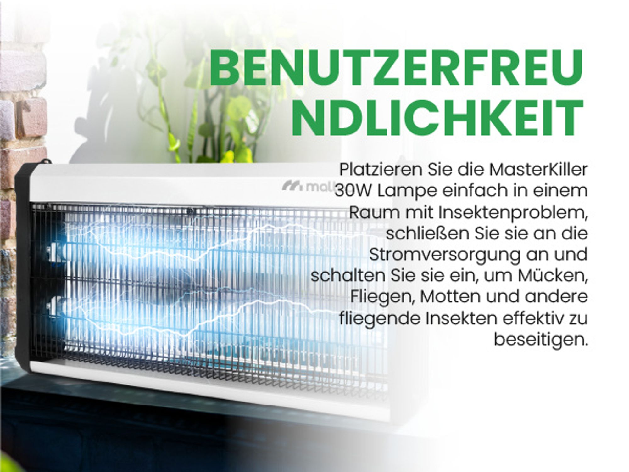 Insektenvernichter mit einer Leistung von 30 W Mückenschutzlampe mit einer Schlagkraft von 3800 V