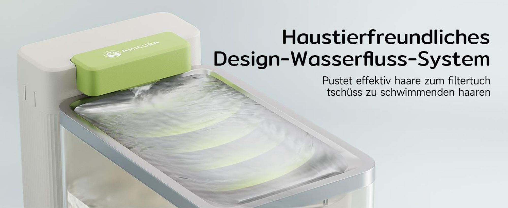 Amicura A3 Lite Trinkbrunnen für Katze mit Ultrafiltrationstechnologie - 3,3L Großer Tank, SUS316 Edelstahl-Trinkschale, ≤25dB, 100% Wasserdicht (Weiß)