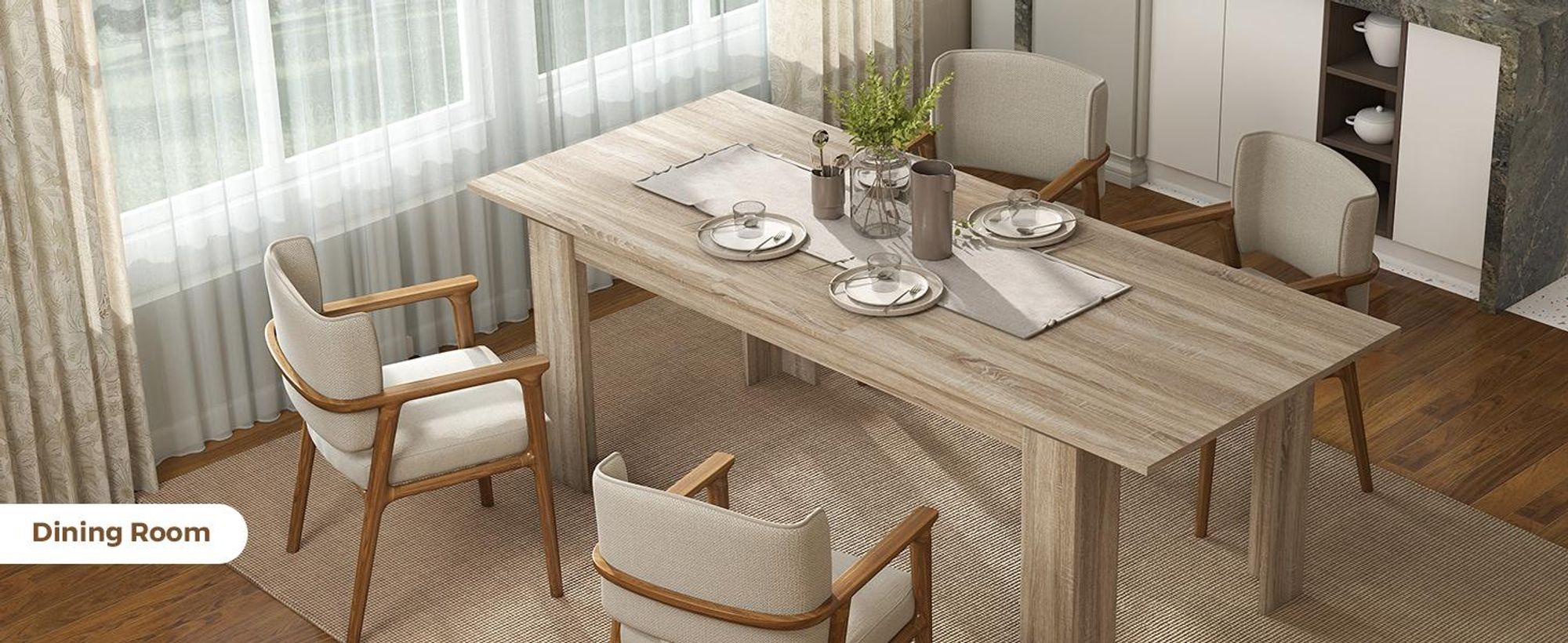 Rozkładany stół jadalny HOMCOM 180–260 x 90 cm, stół kuchenny dla 8–10 osób, dąb