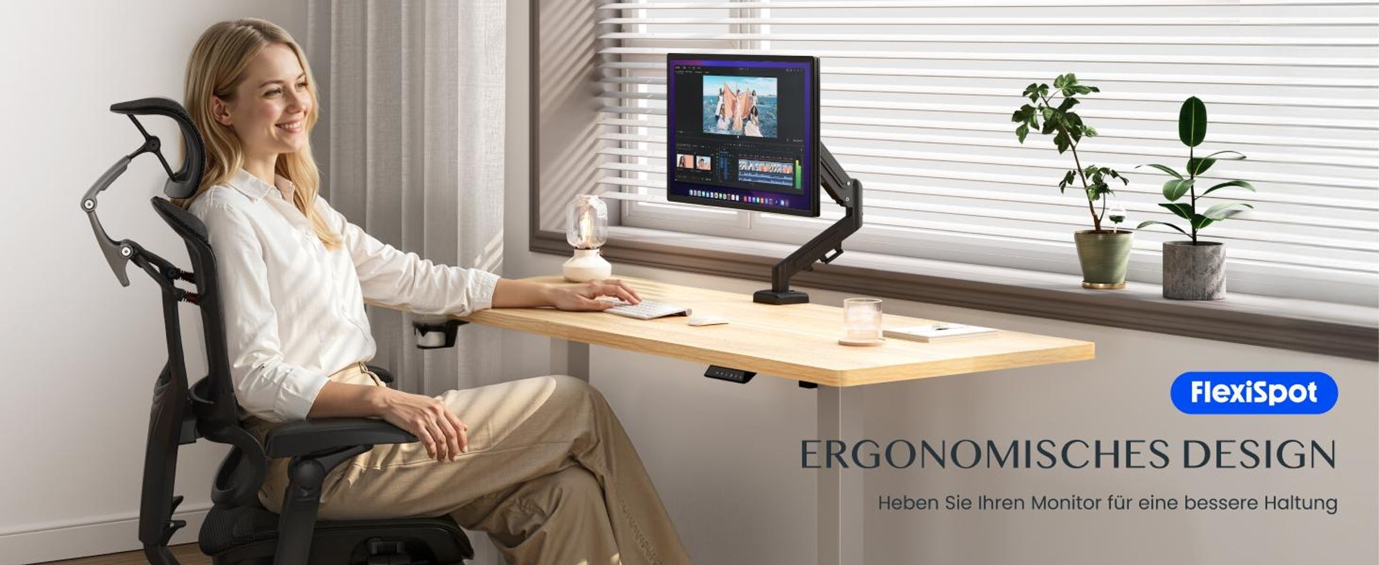 FLEXISPOT MA1 Monitorhalterung 17–32 Zoll, Gasdruckfeder Monitorarm für 1 Monitor, höhenverstellbar & schwenkbar, VESA 75x75/100x100