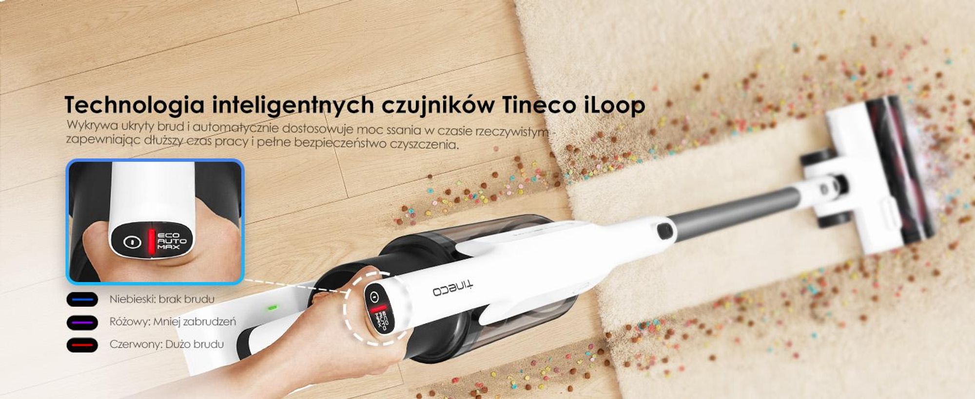 Tineco A30S Odkurzacz Bezprzewodowy 20kPa 60min ZeroTangle 1L Pojemnik