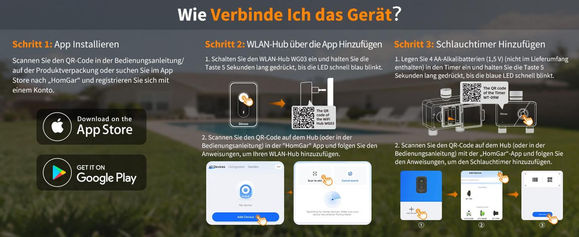 Diivoo WLAN Bewässerungscomputer mit 2 Ausgängen Smarte Bewässerungsuhr für Garten