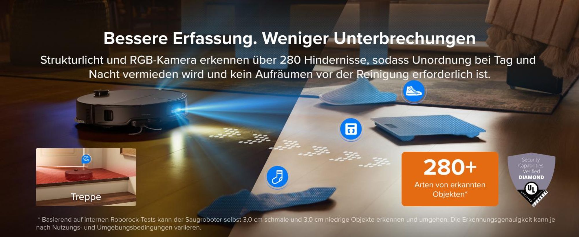 Roborock Qrevo Edge 2 Staubsauger Roboter, 25.000 Pa Saugroboter mit Wischfunktion Wischmopp-Hebefunktion, 80 °C Moppwäsche mit heißem Wasser, Schwarz