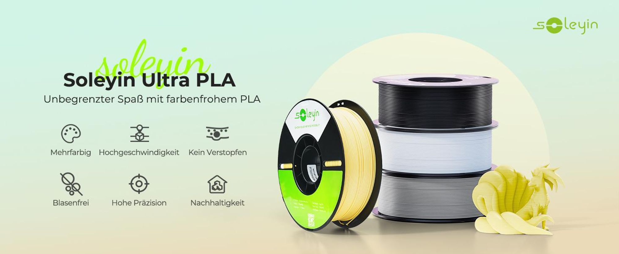 Creality Soleyin Ultra PLA Filament, 1.75mm, 1KG für 3D Drucker - MattGrau - 3301010517