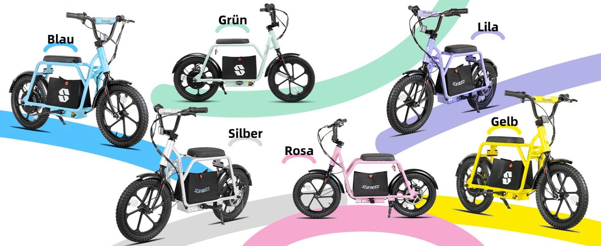 Kinder-Elektromotorrad 16 Zoll 250 Watt Elektro-Kinderroller Kinder-E-Scooter Elektro Kindermotorrad Elektro-Laufrad für Kinder 6–10 Jahre in 6 Farben