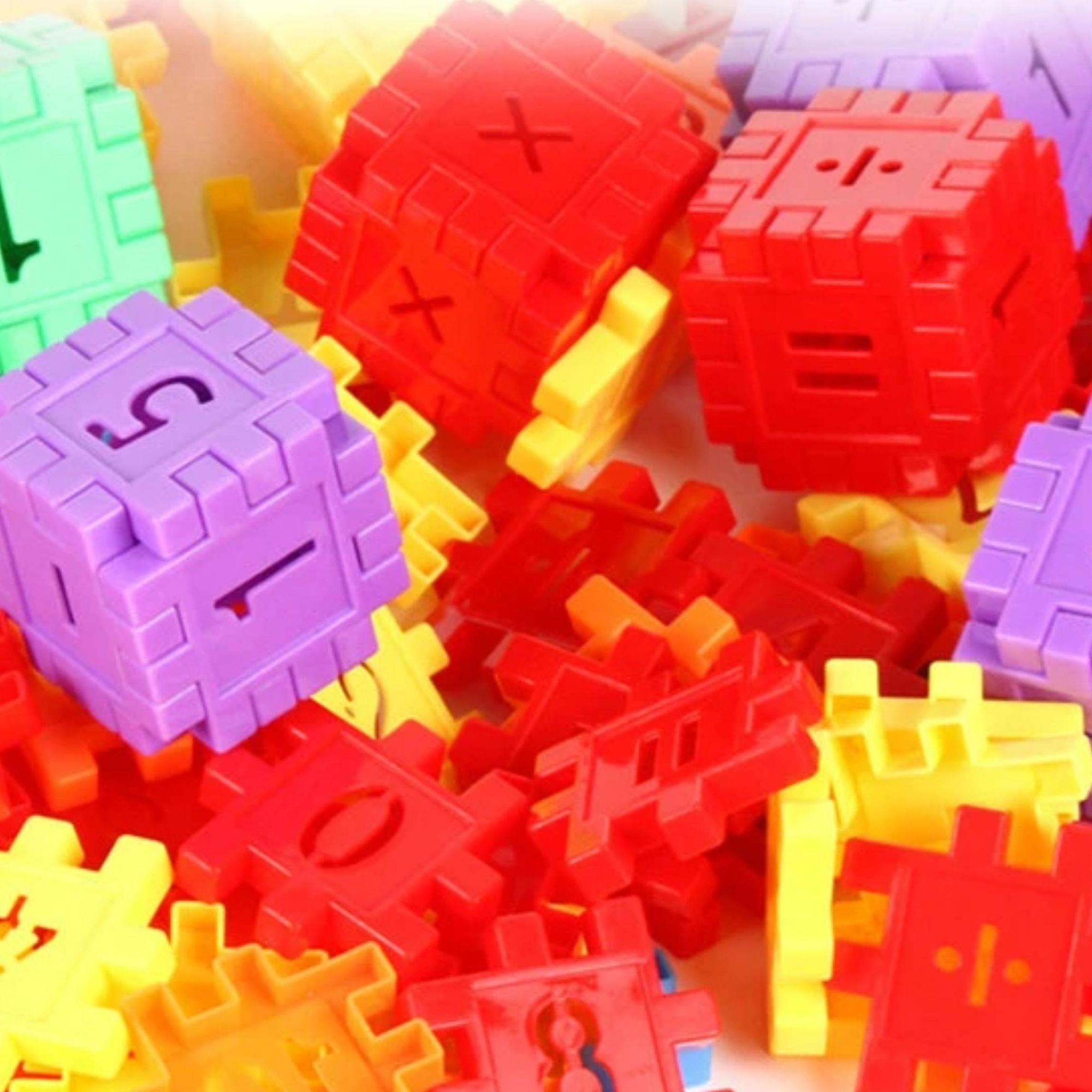 Waffelbausteine XXL Set 500 Teile, Lernspielzeug für Kinder ab 3 Jahre, Konstruktionsspielzeug Puzzle Bunte Bausteine Motorik Spielzeug, EVI TOYS Box