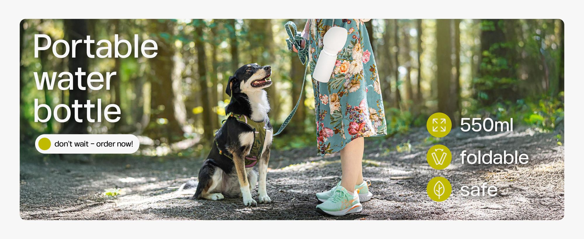 Bottiglia per Acqua per Cane con Ciotola Pieghevole 0,55L Beverino da Viaggio per Animali