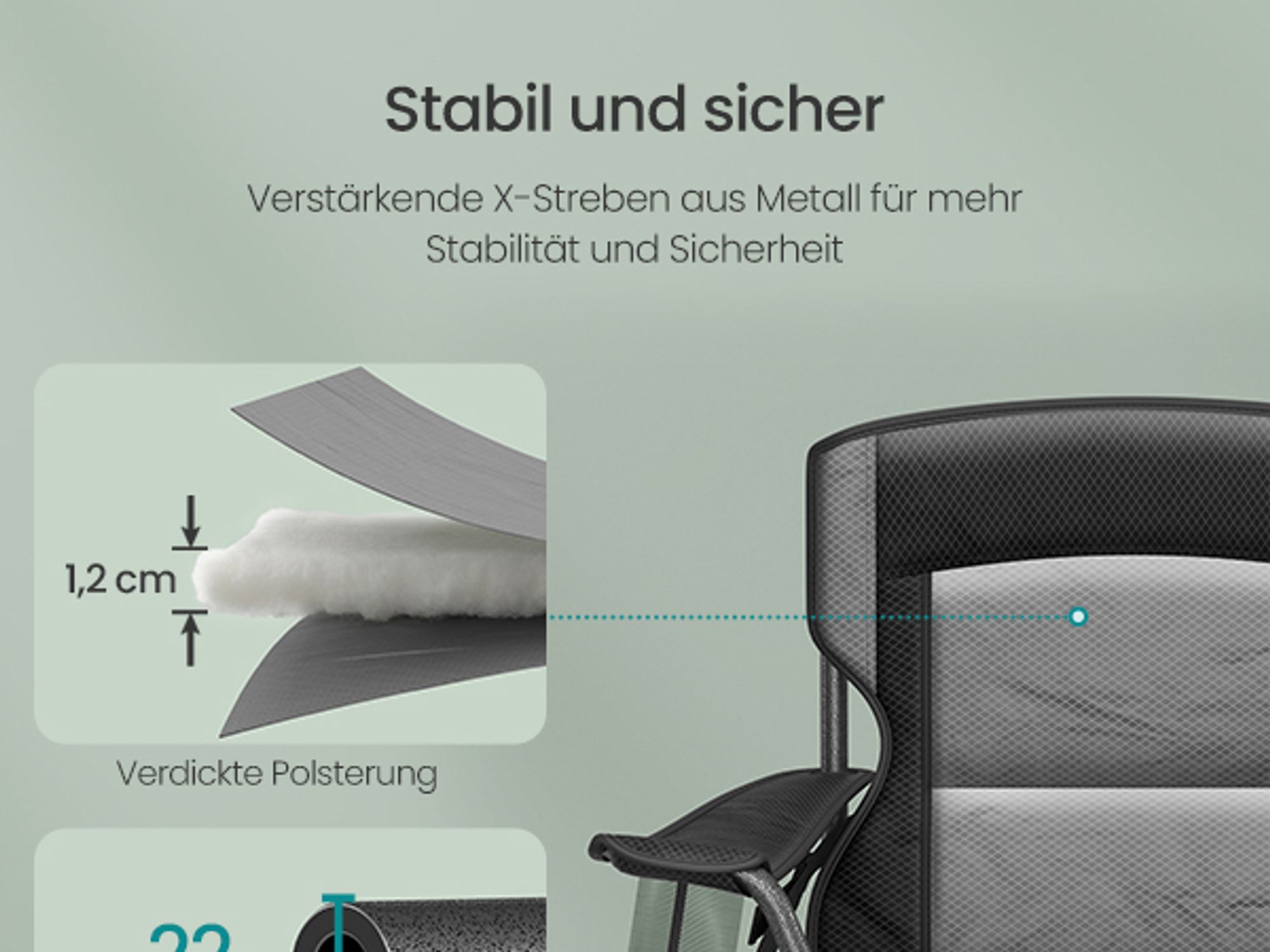 SONGMICS Campingstuhl, Klappstuhl mit Getränkehalter, Angelstuhl, klappbar, bis 205 kg