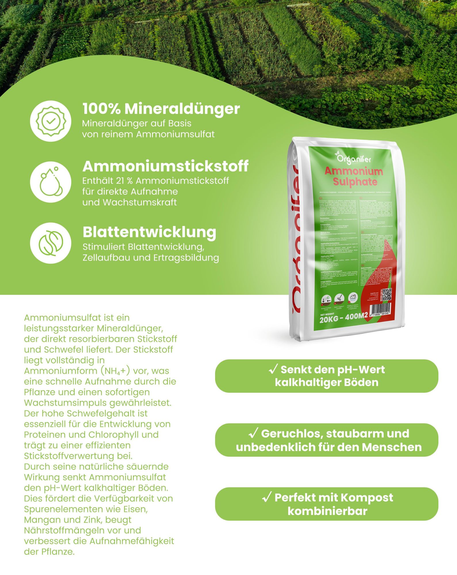 Ammoniumsulfatdnger (20 kg - 400 m2) - Verbesserter