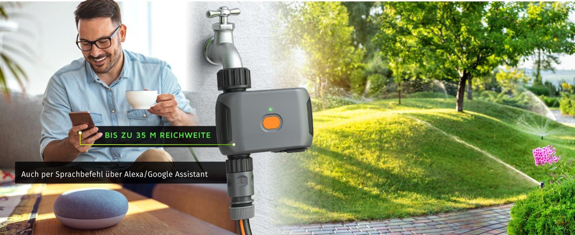 Brandson Bewässerungscomputer mit WLAN/ WiFi , Bewässerungssteuerung, Wasserzeitschaltuhr, Bewässerungsuhr, Smart Life/Tuya App, Regenverzögerung bis 7 Tage, Wifi, Bewässerungstimer