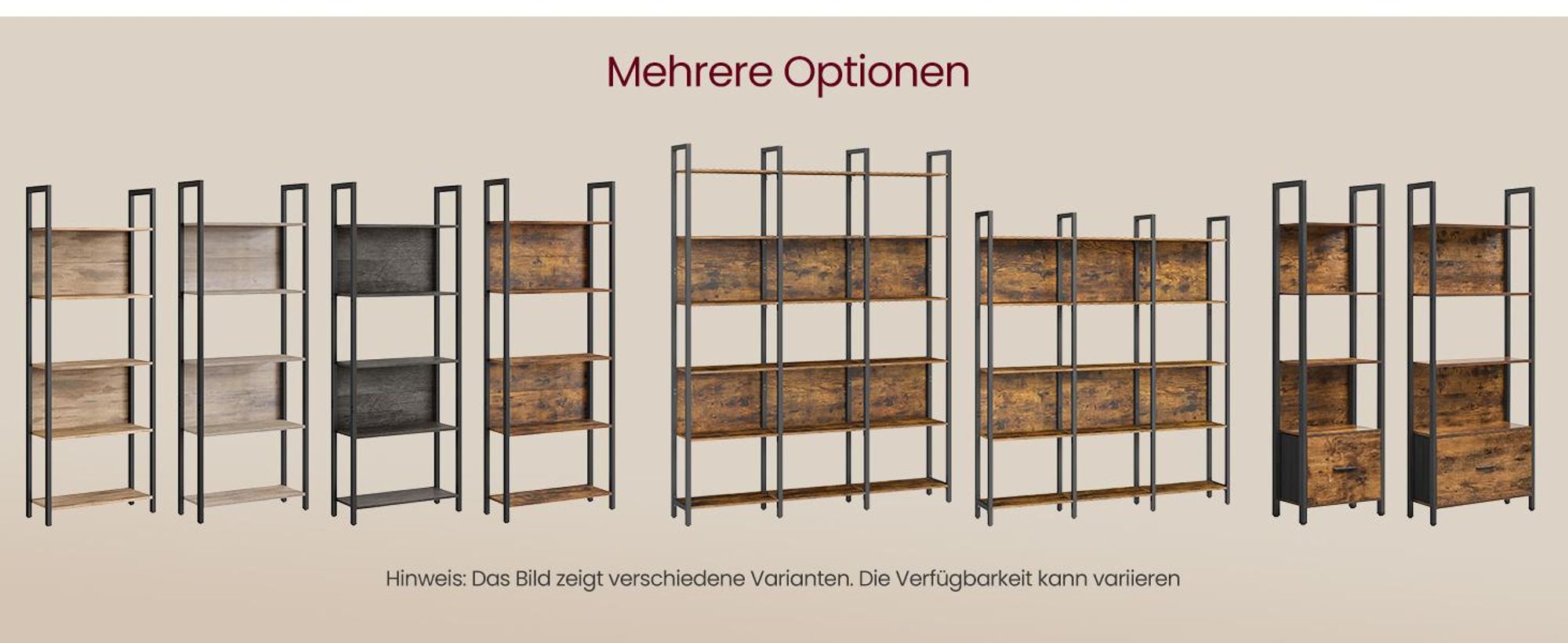 VASAGLE Bücherregal, Küchenregal, Standregal mit 6 offenen Regalebenen, Flur