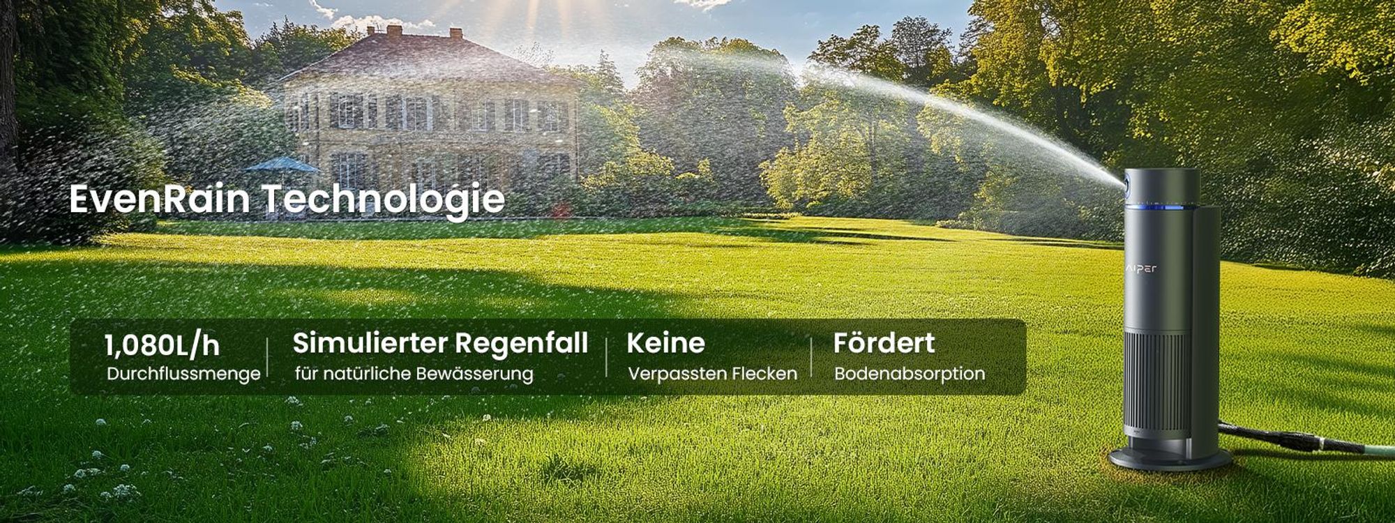 AIPER IrriSense 2 intelligentes Bewässerungssystem, 4-in-1 Multi-Zonen-Bewässerung mit App-Steuerung
