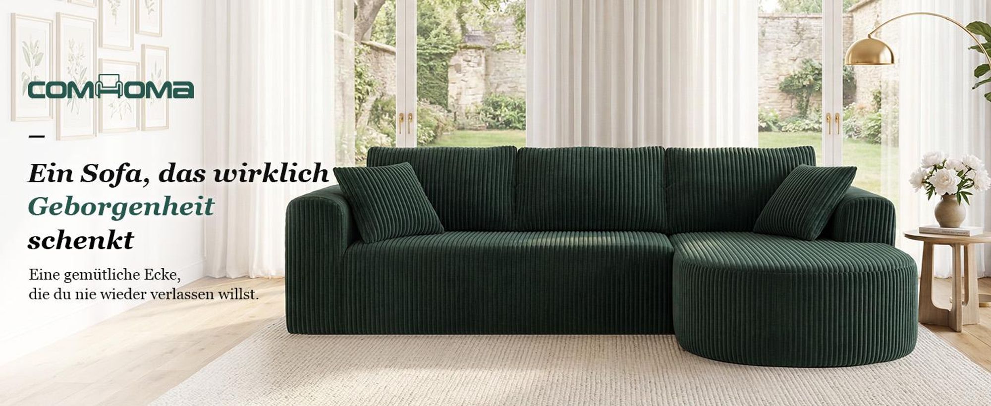 Sofa Ecksofa mit Schlaffunktion, Corduroy Modulares Boneless Couch mit Chaiselongue, L-Form Schlafsofa, Sektionssofas mit Kissen & Seitentaschen 243cm