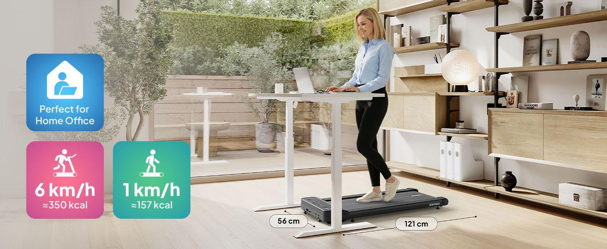 ZIPRO Catwalk Walking Pad – Elektrisches Laufband für den Schreibtisch, Ultraflach & Kompakt, Gehband für Home Office – Mit App-Kompatibilität, 1-6 km