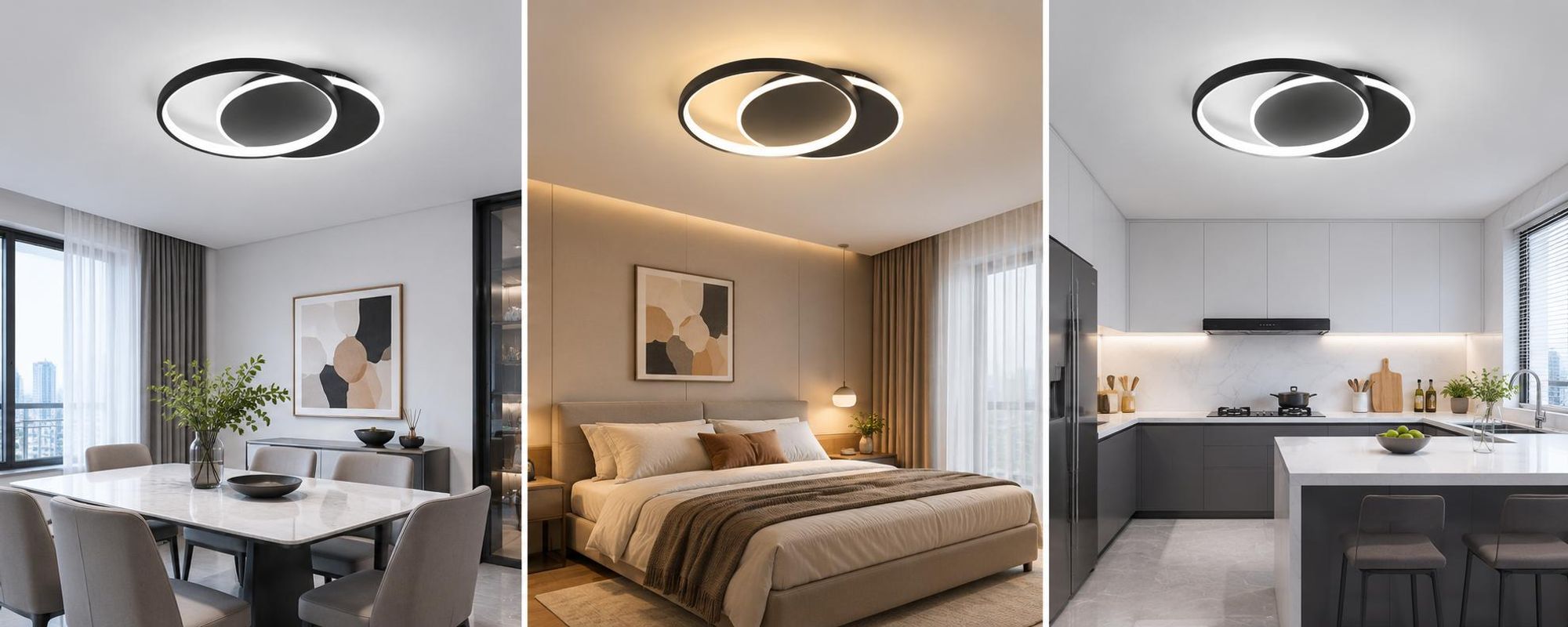 ZMH LED stropné svietidlo stmievateľné s diaľkovým ovládaním Biele stropné svietidlo 35W Moderný byt s 2 okrúhlymi krúžkami do obývačky Spálňa Kuchyňa Spálňa PredsieňJedáleň